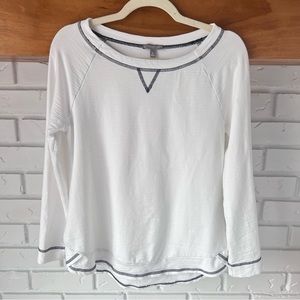 T by Talbots Sunwell UPF 50+ Long Sleeve Tee Shirt, White, Medium Petite MP